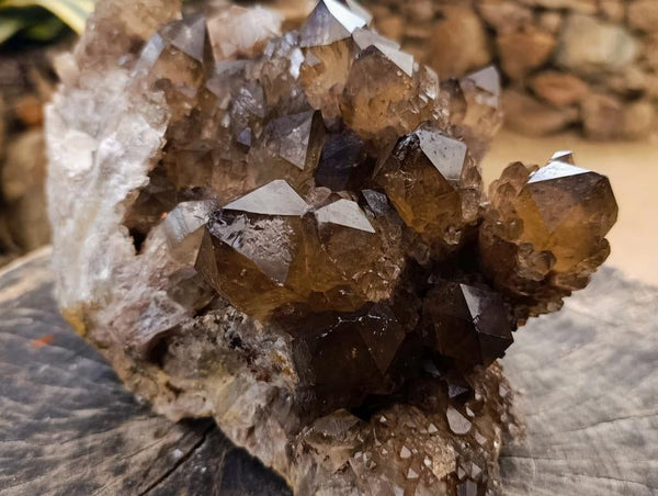 Natural Smokey Citrine Quartz Cluster with Phantoms x 1 From Luena, Congo