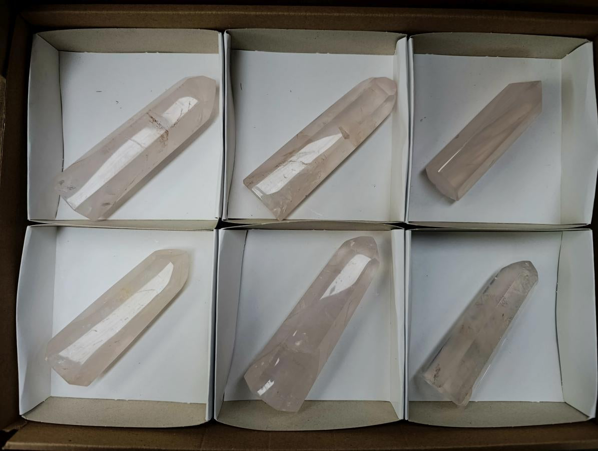 Polished Girasol Pearl Quartz Crystals x 6 From Ambatondrazaka, Madagascar