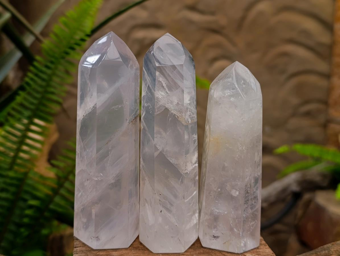 Polished Girasol Pearl Quartz Crystals x 6 From Ambatondrazaka, Madagascar