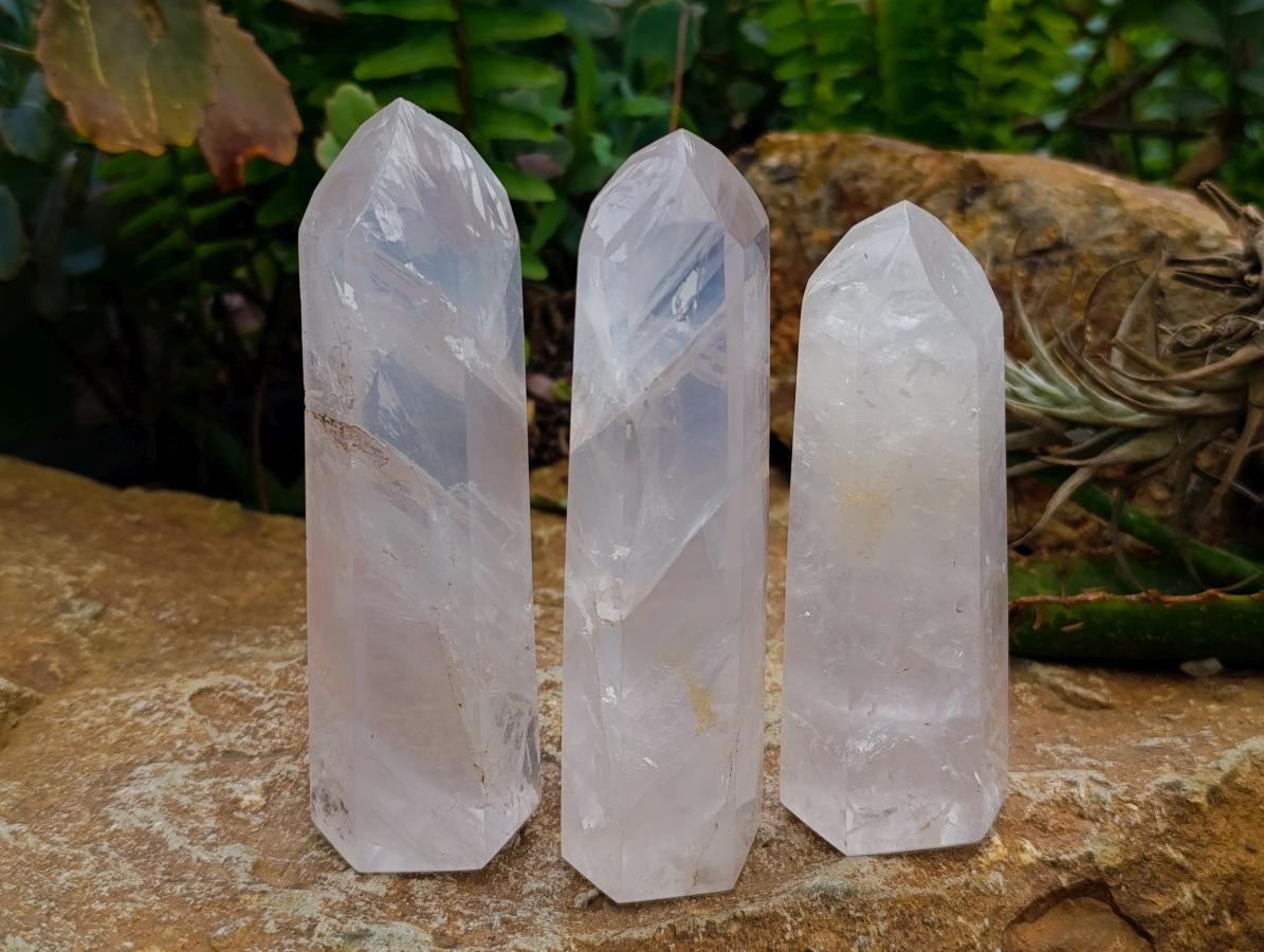 Polished Girasol Pearl Quartz Crystals x 6 From Ambatondrazaka, Madagascar