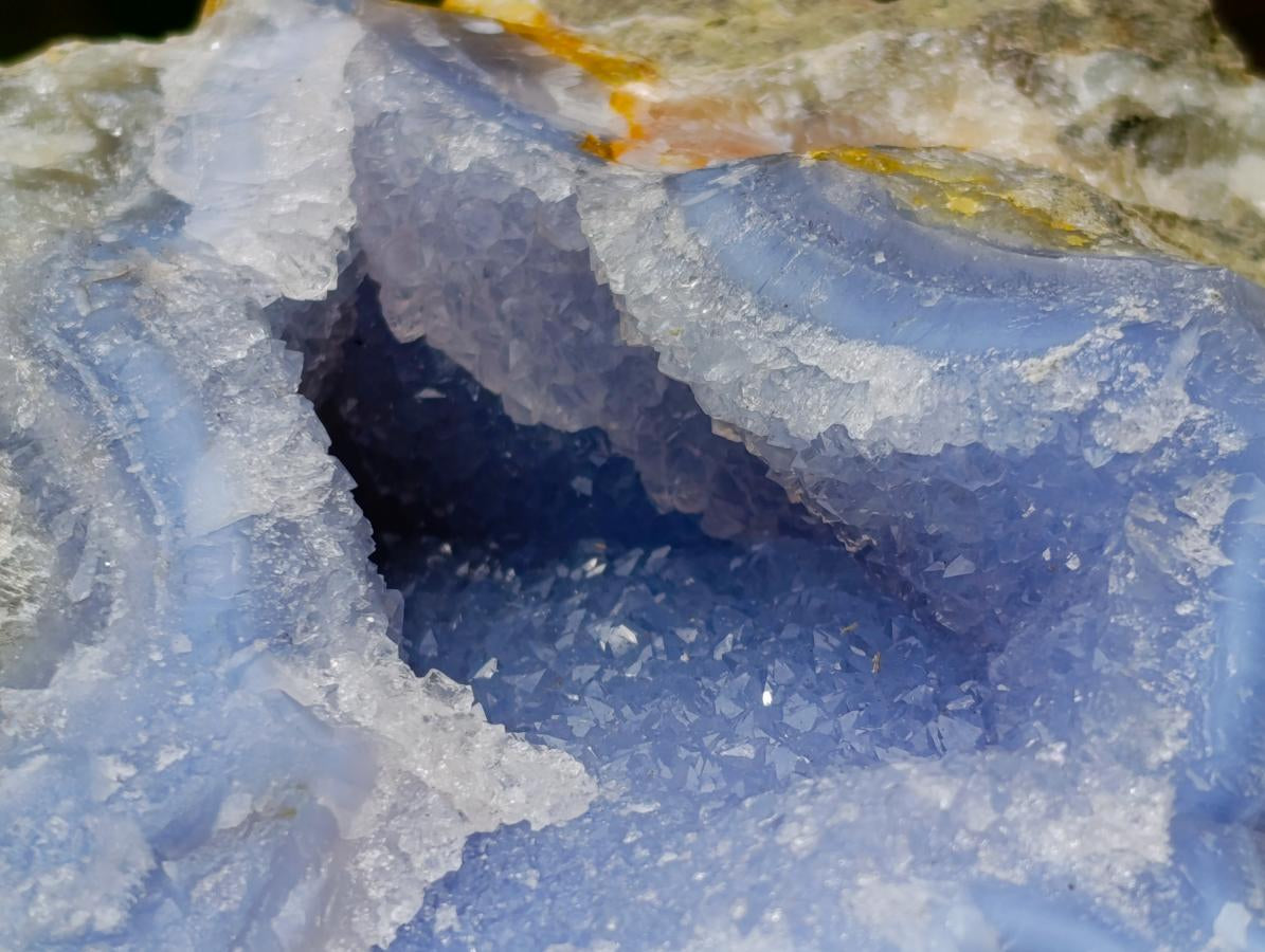 Natural Blue Lace Agate Geode Specimens x 3 From Nsanje, Malawi
