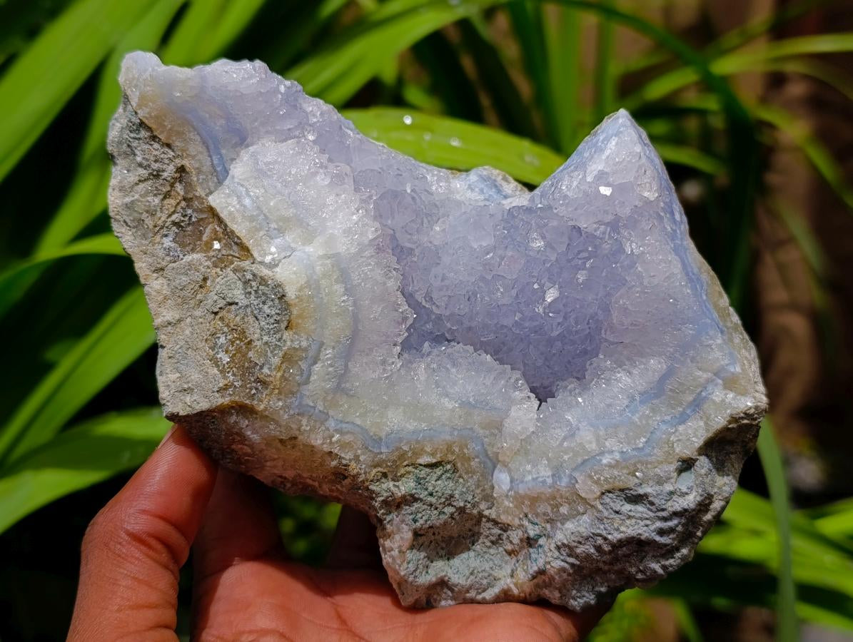 Natural Blue Lace Agate Geode Specimens x 3 From Nsanje, Malawi