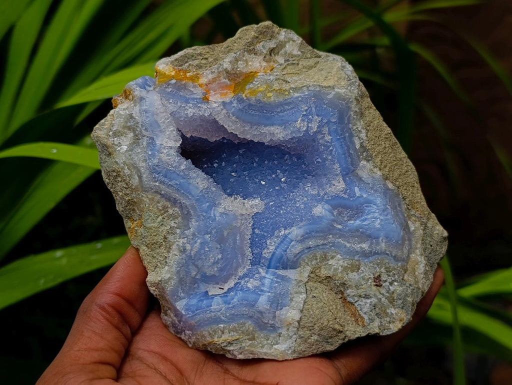 Natural Blue Lace Agate Geode Specimens x 3 From Nsanje, Malawi