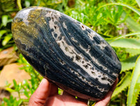 Polished Ocean Jasper Standing Free Forms x 3 From Northwest Coast, Madagascar