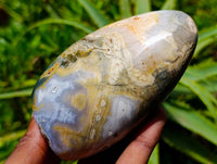Polished Ocean Jasper Standing Free Forms x 3 From Northwest Coast, Madagascar