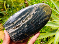 Polished Ocean Jasper Standing Free Forms x 3 From Northwest Coast, Madagascar