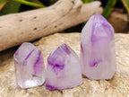Polished Smokey Window Amethyst Crystals x 12 From Akansobe, Madagascar