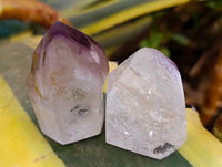 Polished Smokey Window Amethyst Crystals x 12 From Akansobe, Madagascar