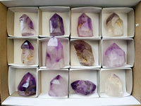 Polished Smokey Window Amethyst Crystals x 12 From Akansobe, Madagascar