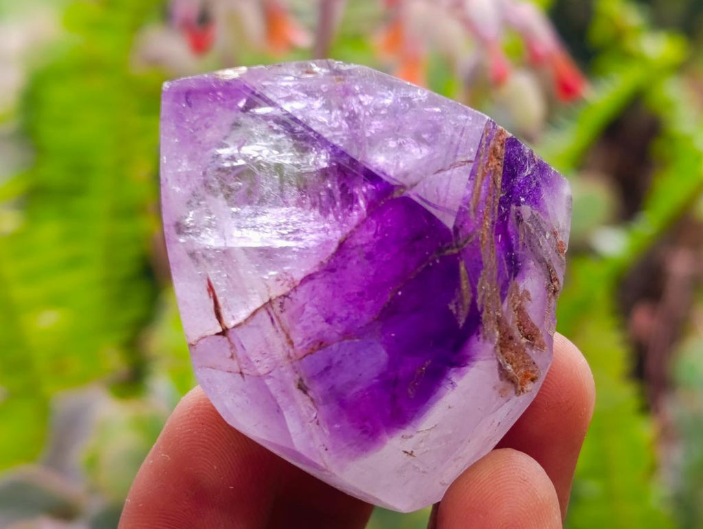 Polished Smokey Window Amethyst Crystals x 12 From Akansobe, Madagascar