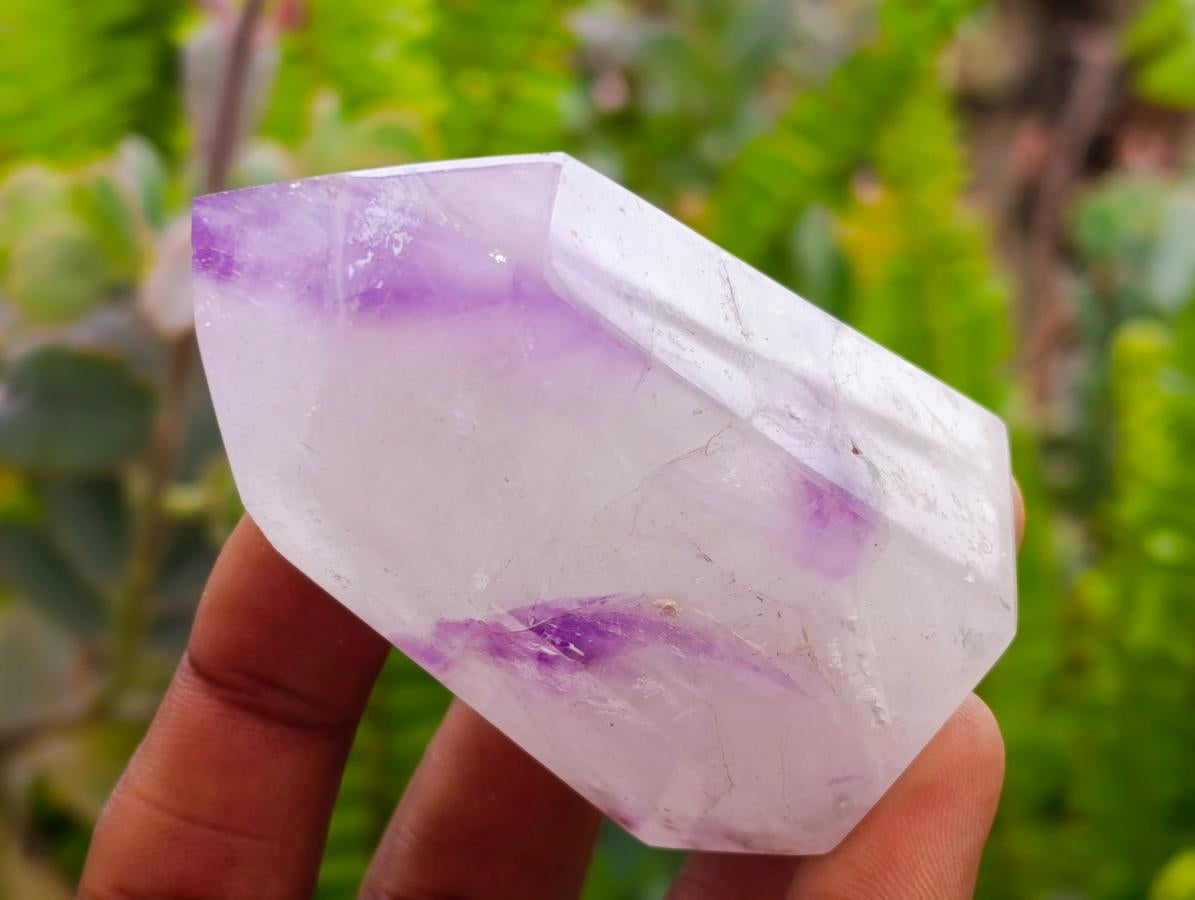 Polished Smokey Window Amethyst Crystals x 12 From Akansobe, Madagascar