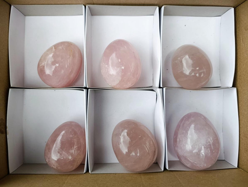 Polished Rose Quartz Eggs x 6 From Madagascar