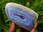 Polished Blue Lace Agate Standing Free Forms x 3 From Nsanje, Malawi