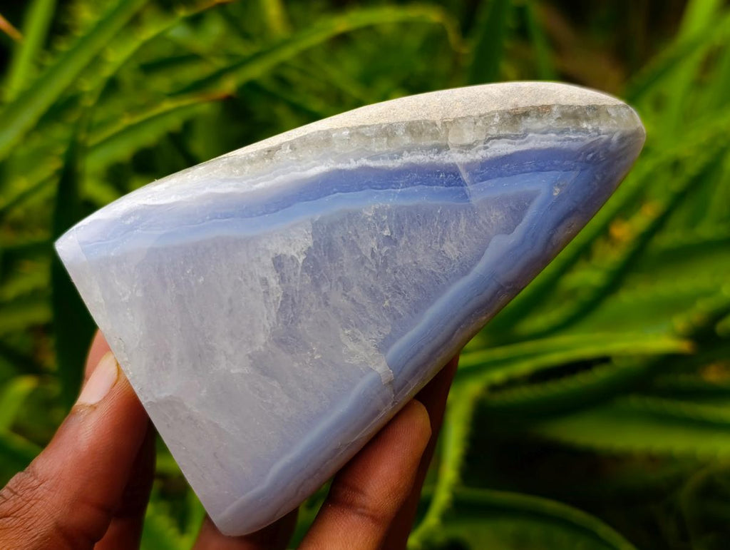 Polished Blue Lace Agate Standing Free Forms x 3 From Nsanje, Malawi