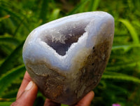 Polished Blue Lace Agate Standing Free Forms x 3 From Nsanje, Malawi