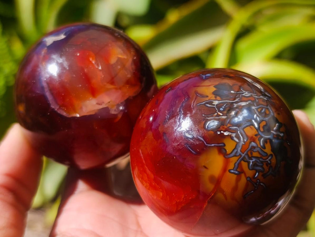 Polished Carnelian Agate Gemstone Spheres x 6 From Madagascar