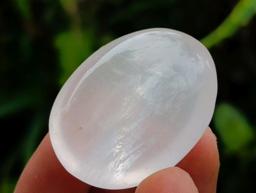 Polished Girasol Pearl Quartz Palm Stones x 35 From Ambatondrazaka, Madagascar