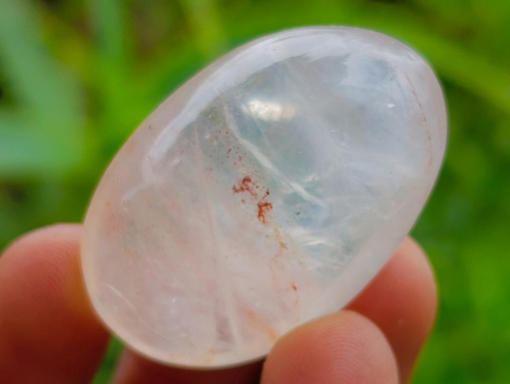 Polished Girasol Pearl Quartz Palm Stones x 35 From Ambatondrazaka, Madagascar