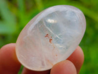 Polished Girasol Pearl Quartz Palm Stones x 35 From Ambatondrazaka, Madagascar