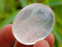 Polished Girasol Pearl Quartz Palm Stones x 35 From Ambatondrazaka, Madagascar