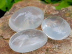 Polished Girasol Pearl Quartz Palm Stones x 35 From Ambatondrazaka, Madagascar