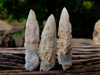 Natural Drusy Quartz Coated Spearhead Calcite Specimens x 12 From Albert's Mountain, Lesotho