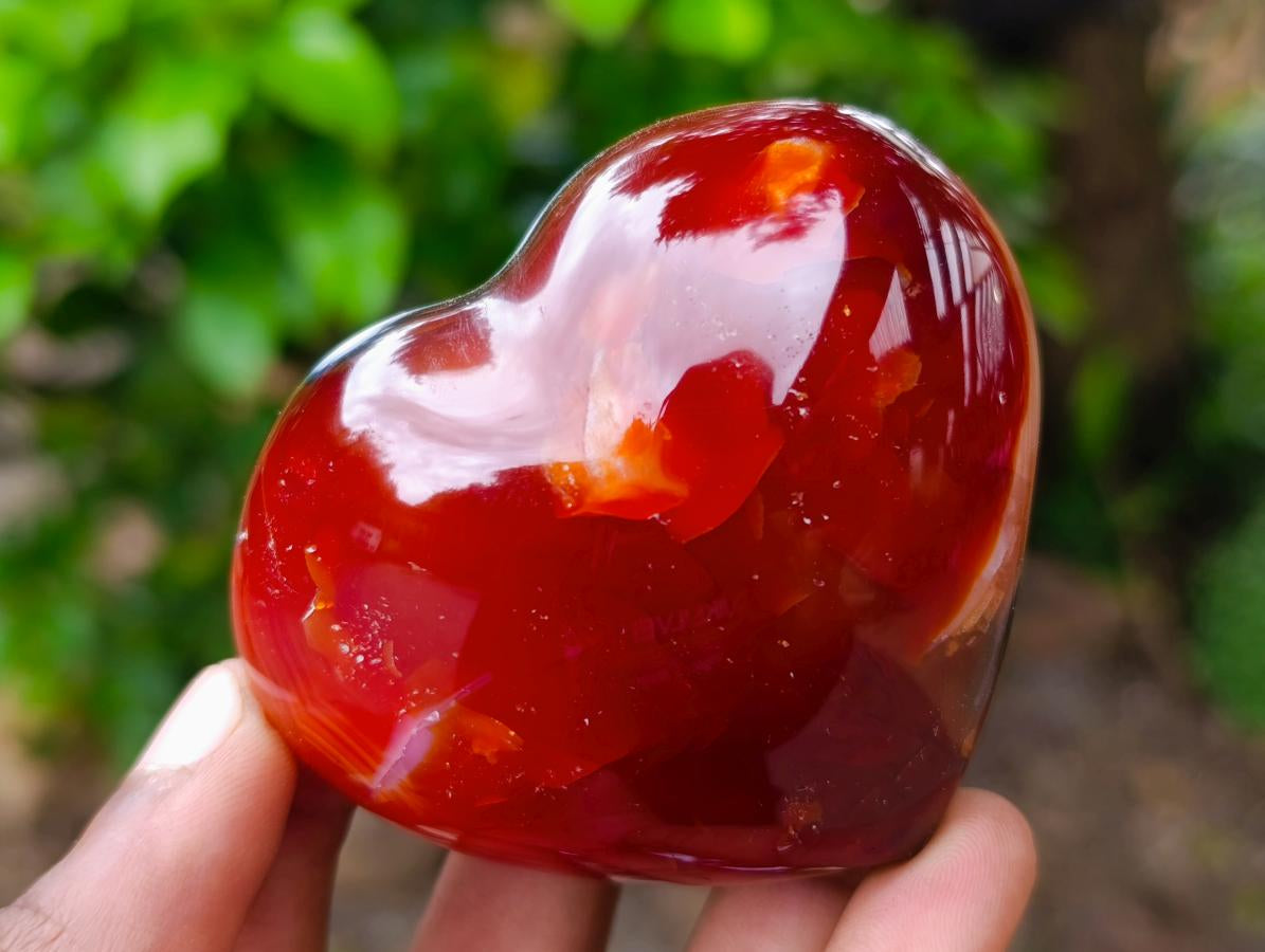 Polished Carnelian Agate Gemstone Hearts x 6 From Madagascar