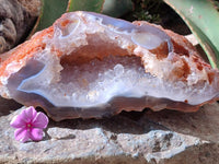 Polished Banded Agate with Crystalline Geode x 1 From Maintirano, Madagascar