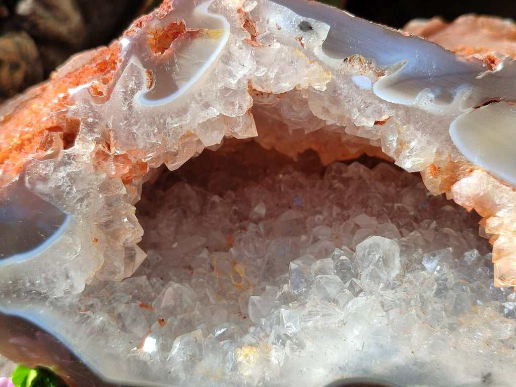 Polished Banded Agate with Crystalline Geode x 1 From Maintirano, Madagascar