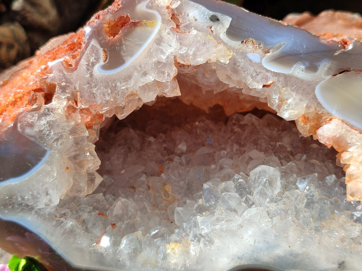 Polished Banded Agate with Crystalline Geode x 1 From Maintirano, Madagascar
