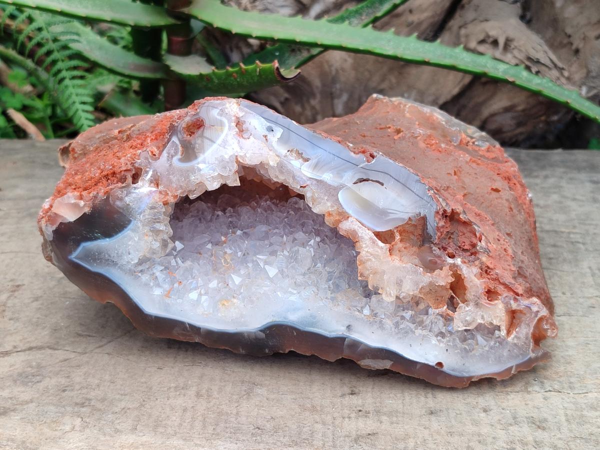 Polished Banded Agate with Crystalline Geode x 1 From Maintirano, Madagascar