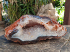 Polished Banded Agate with Crystalline Geode x 1 From Maintirano, Madagascar