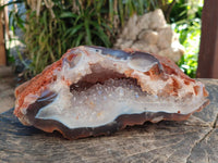 Polished Banded Agate with Crystalline Geode x 1 From Maintirano, Madagascar