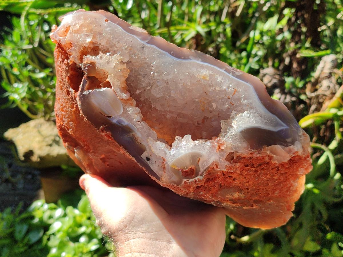 Polished Banded Agate with Crystalline Geode x 1 From Maintirano, Madagascar