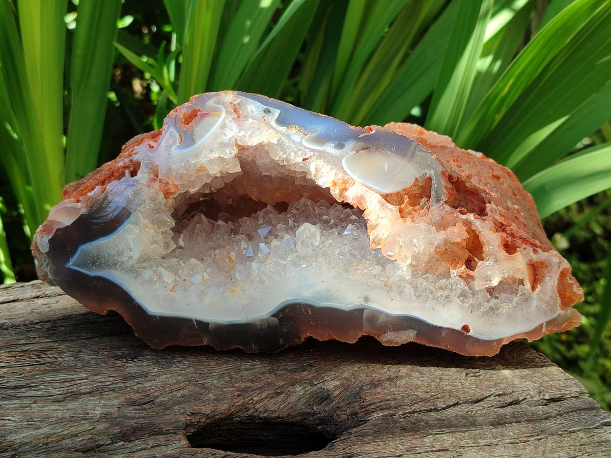 Polished Banded Agate with Crystalline Geode x 1 From Maintirano, Madagascar