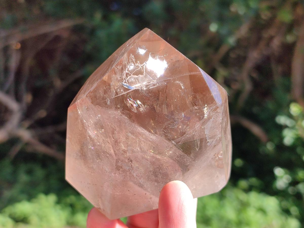Polished Smokey Window Quartz Crystals x 3 From Madagascar