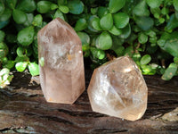 Polished Smokey Window Quartz Crystals x 3 From Madagascar