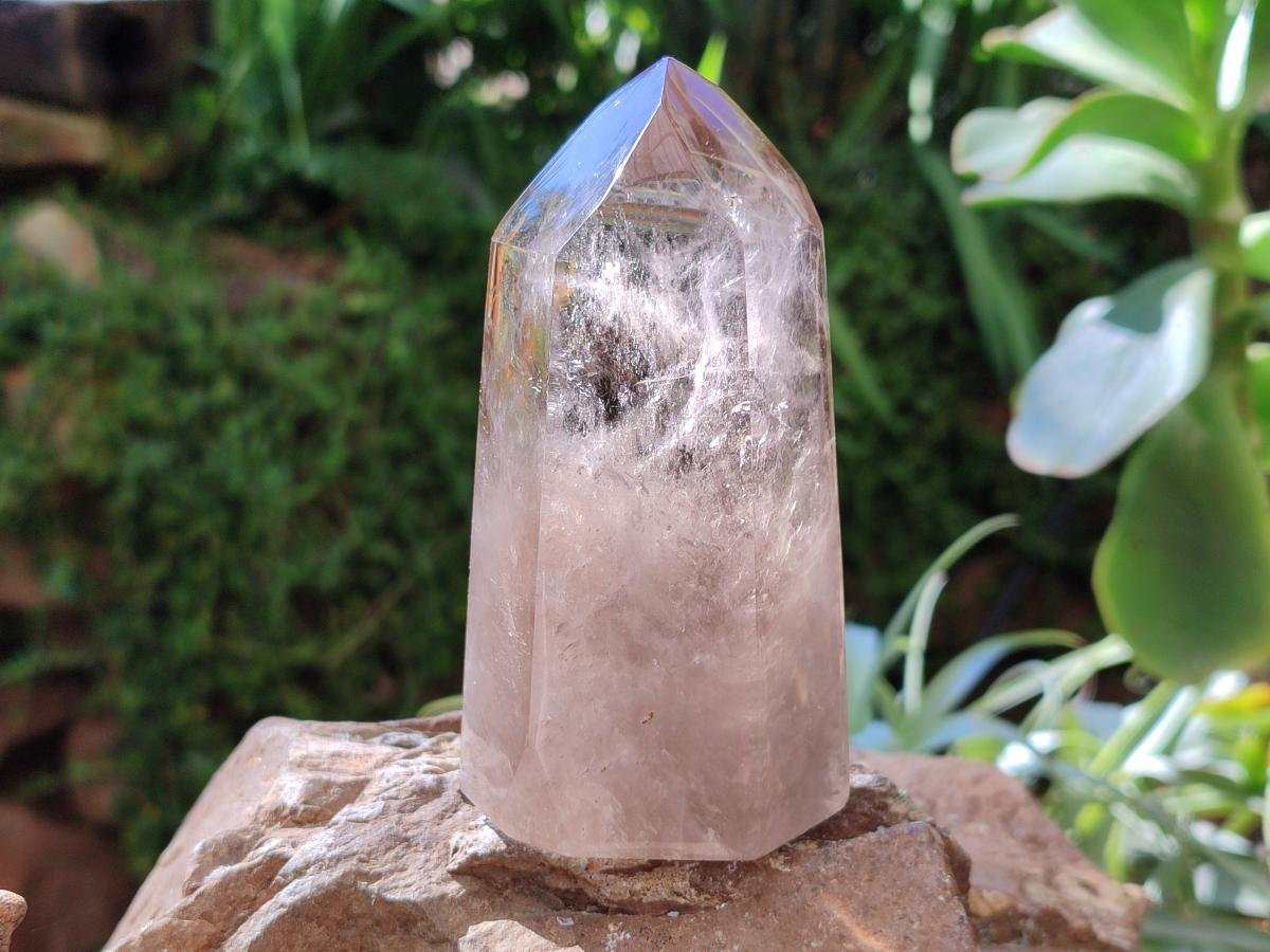 Polished Smokey Window Quartz Crystals x 3 From Madagascar