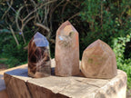 Polished Smokey Window Quartz Crystals x 3 From Madagascar