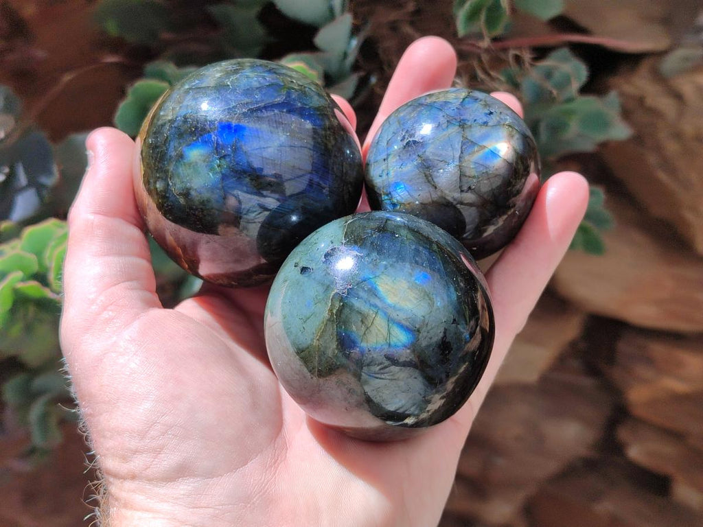 Polished Labradorite Spheres x 6 From Tulear, Madagascar