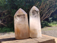 Polished Smokey Phantom Quartz Crystals x 2 From Madagascar