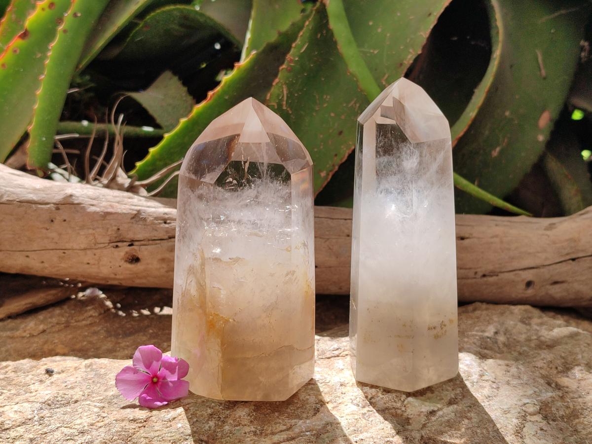 Polished Smokey Phantom Quartz Crystals x 2 From Madagascar