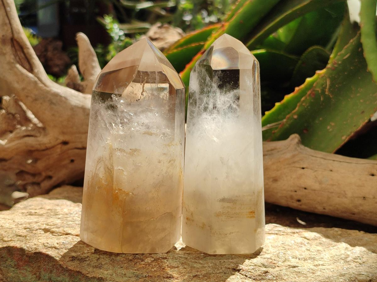 Polished Smokey Phantom Quartz Crystals x 2 From Madagascar