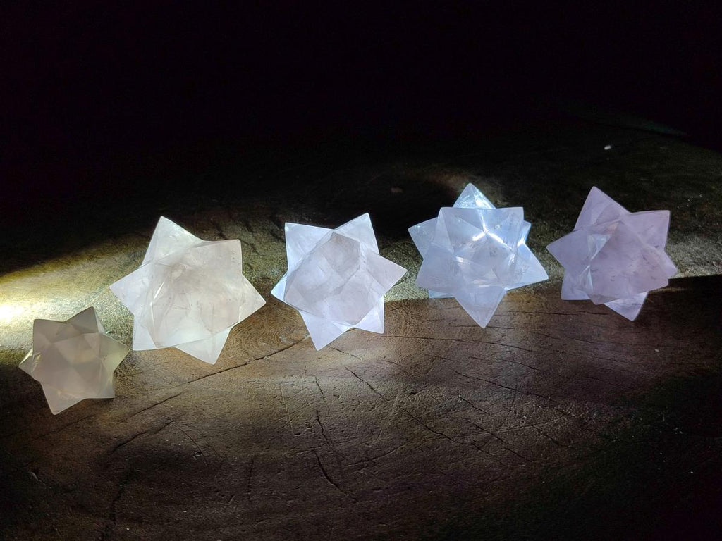 Hand Made Rose Quartz Merkabah x 6 From Madagascar