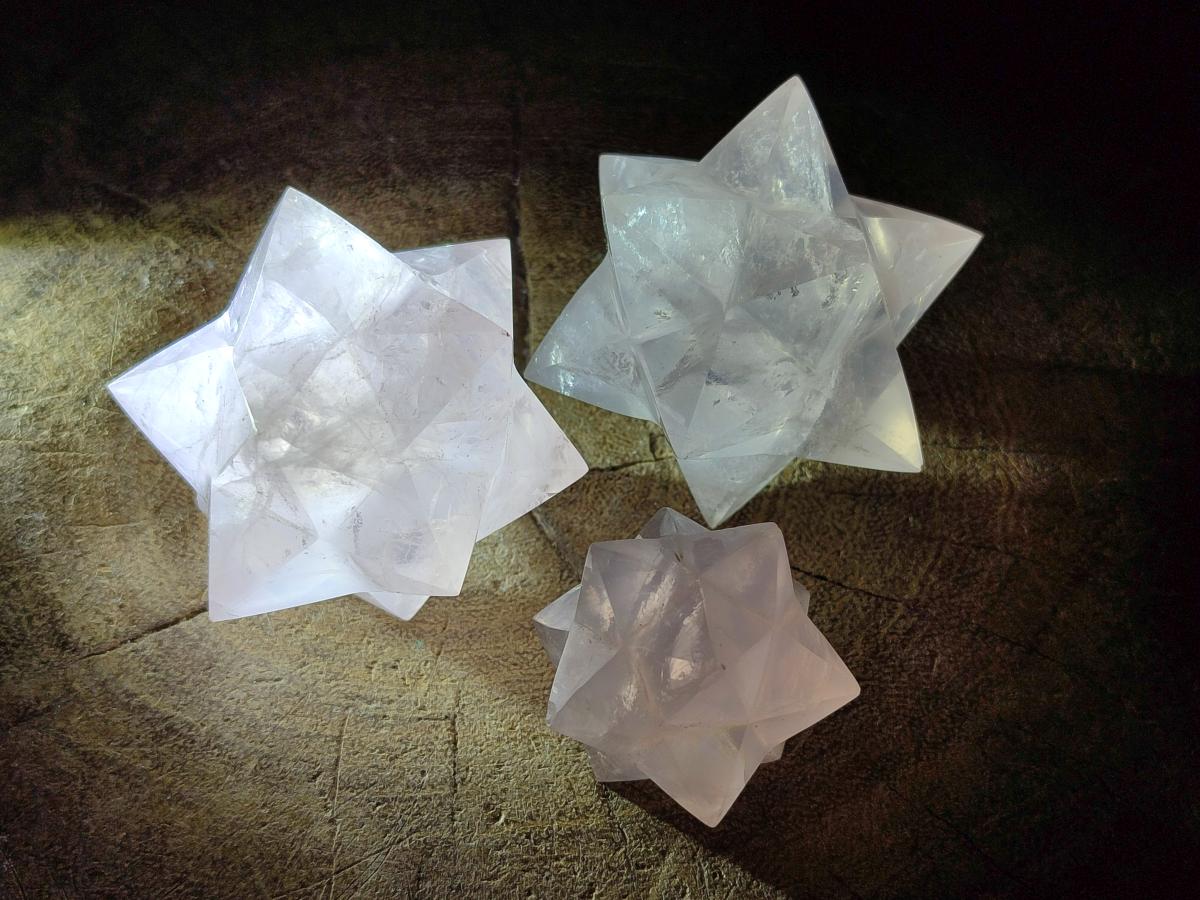 Hand Made Rose Quartz Merkabah x 6 From Madagascar