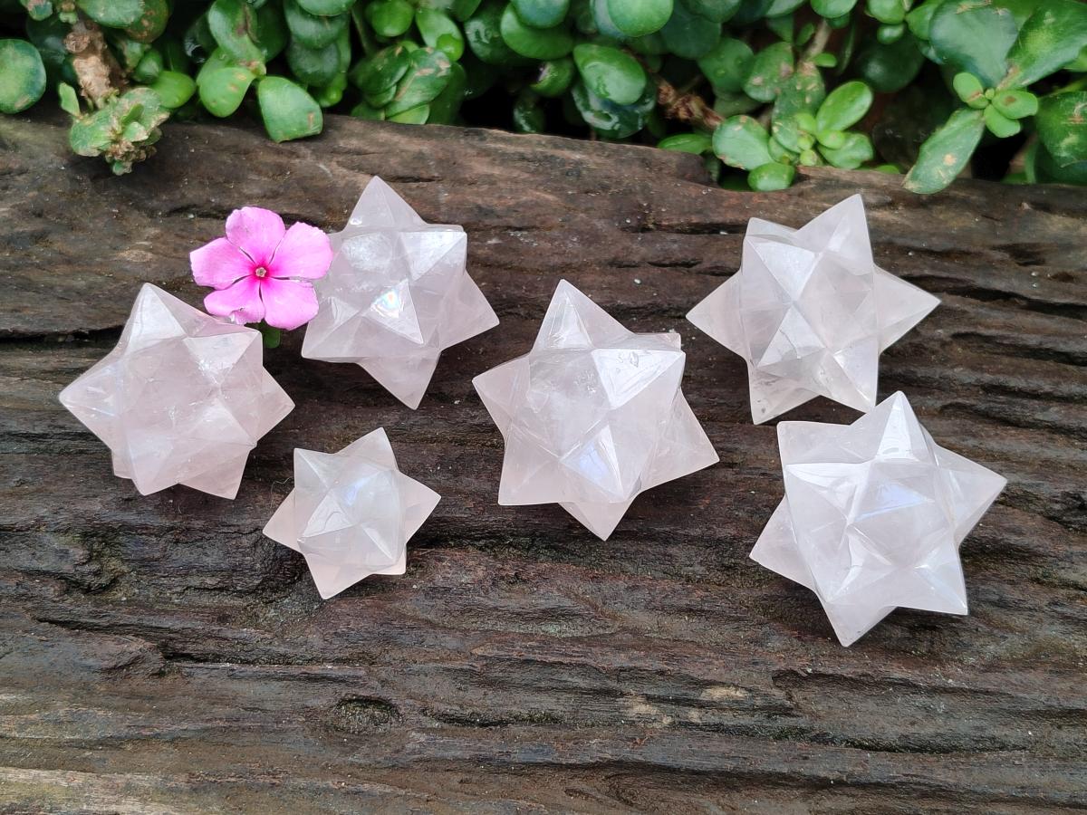 Hand Made Rose Quartz Merkabah x 6 From Madagascar