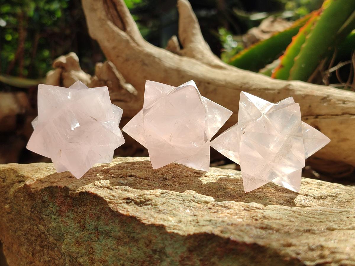 Hand Made Rose Quartz Merkabah x 6 From Madagascar
