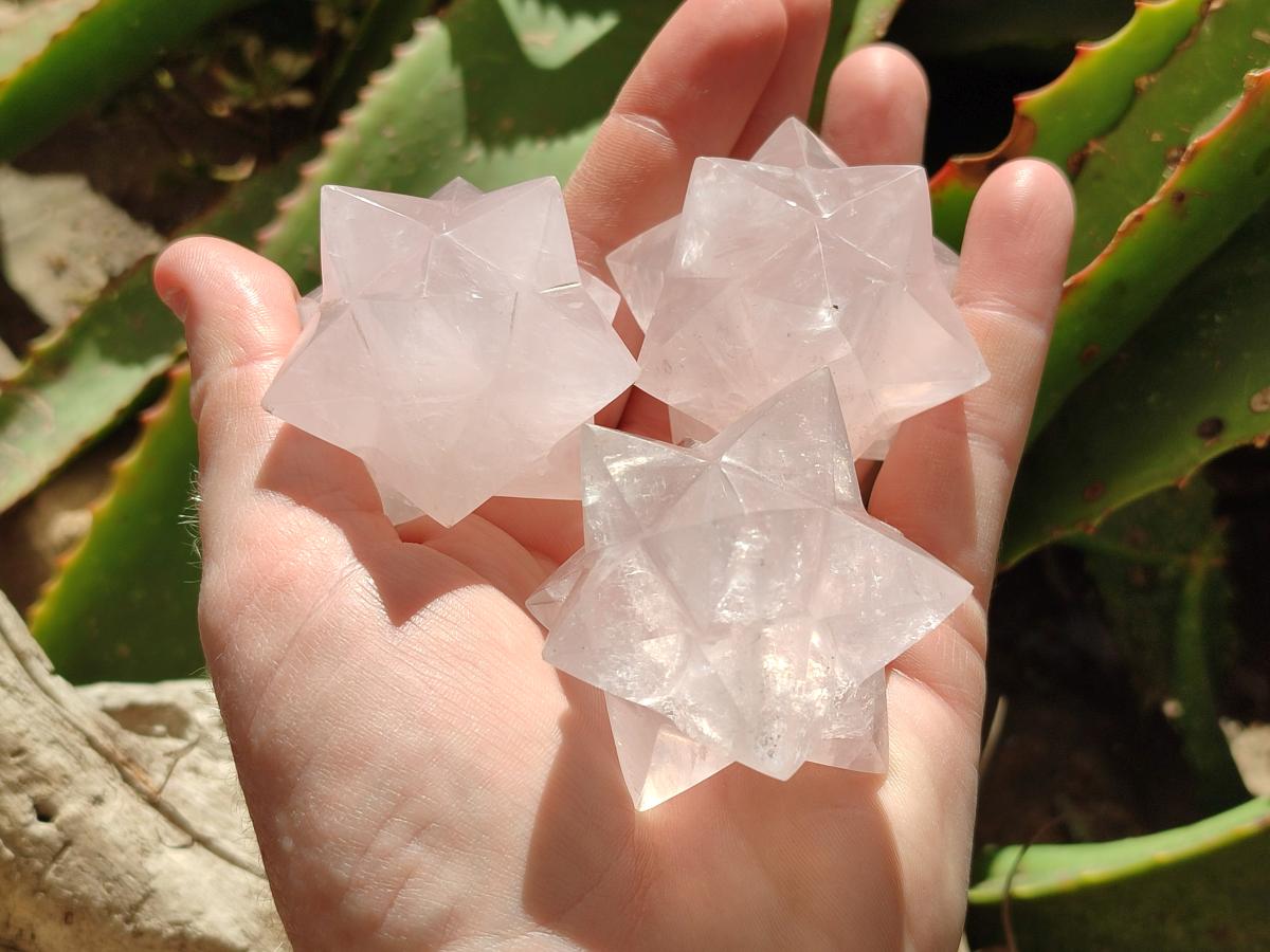 Hand Made Rose Quartz Merkabah x 6 From Madagascar
