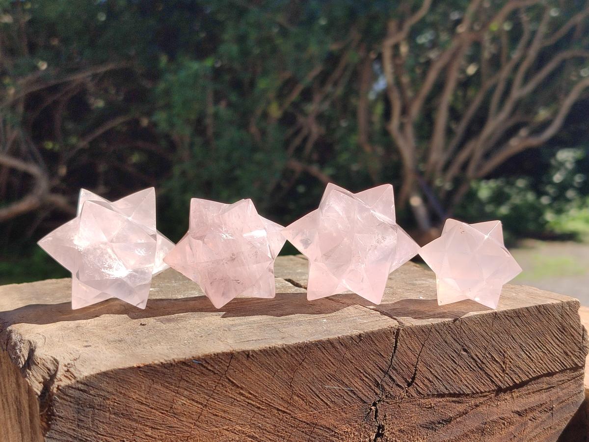 Hand Made Rose Quartz Merkabah x 6 From Madagascar