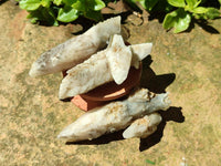Natural Drusy Quartz Coated Spearhead Calcite Crystals x 20 From Albert's Mountain, Lesotho